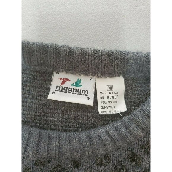 VINTAGE MAGNUM KNIT  GREY SWEATER 1990  MADE IN ITALY SIZE M #101 - Picture 5 of 6